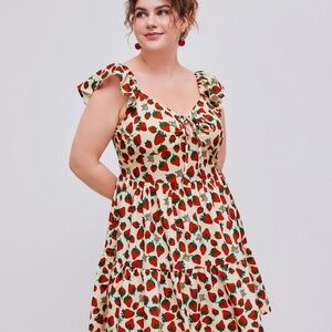 Cider Strawberry Ruffle Tiered Mini Dress NWT Size 4X
